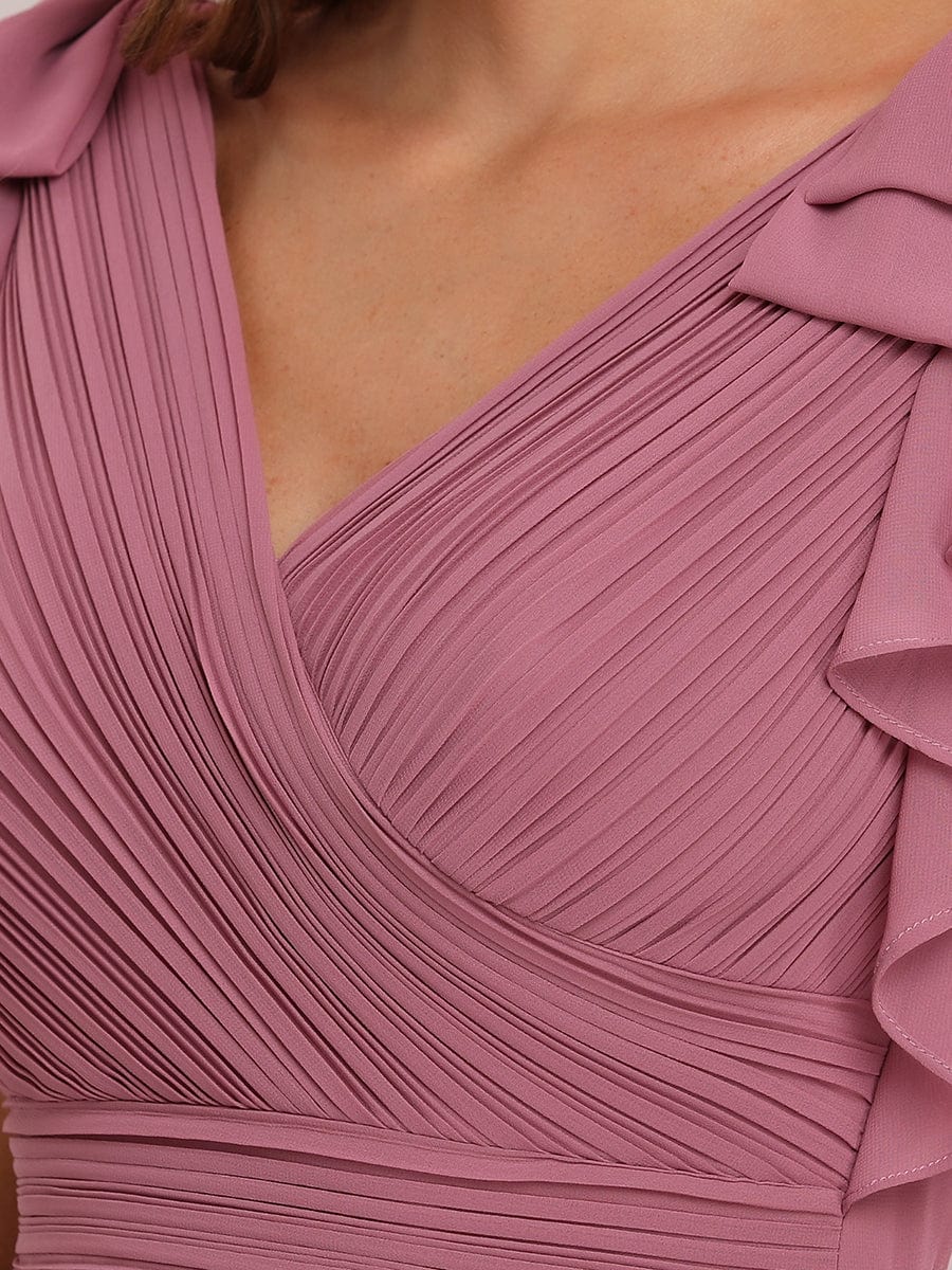 Custom Size Ruffles Sleeves Evening Dress #color_Purple Orchid